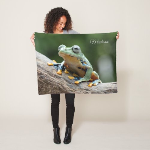 Custom Name Frog Fleece Blanket