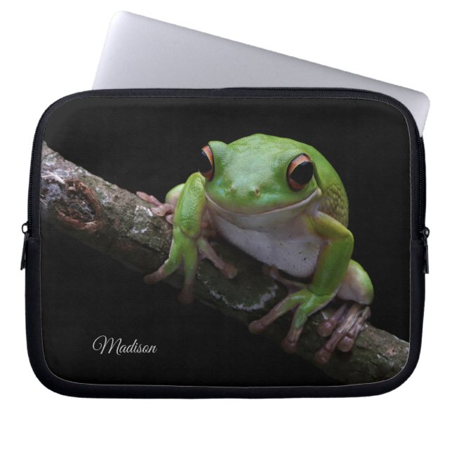 Custom Name Frog Laptop Sleeve (Front)