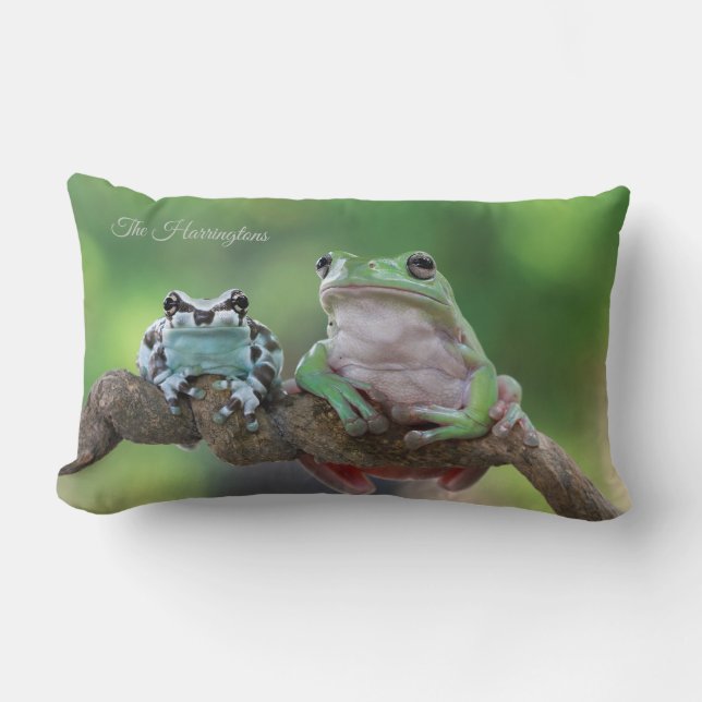 Custom Name Frog Lumbar Pillow (Front)