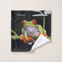 Custom Name Frog Wash Cloth