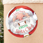 Custom Name From Santa Claus Kids Christmas Gift Classic Round Sticker<br><div class="desc">all text boxes are both modifiable using zazzles simple personalization tool.</div>