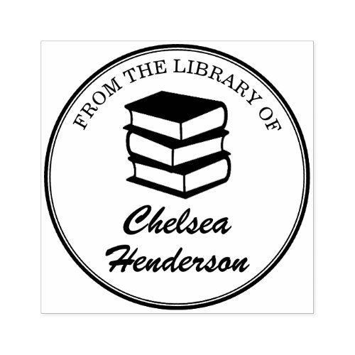 Custom Name From the Library Rubber Stamp