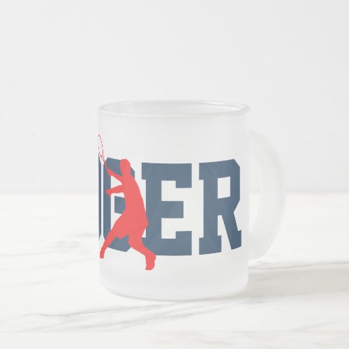 Custom name frosted glass tennis player mug gift