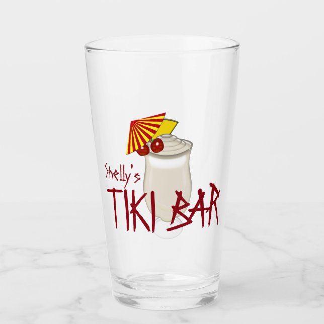 Custom Name Frozen Drink Tiki Bar Glass (Front)
