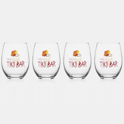 Custom Name Frozen Drink Tiki Bar Stemless Wine Glass
