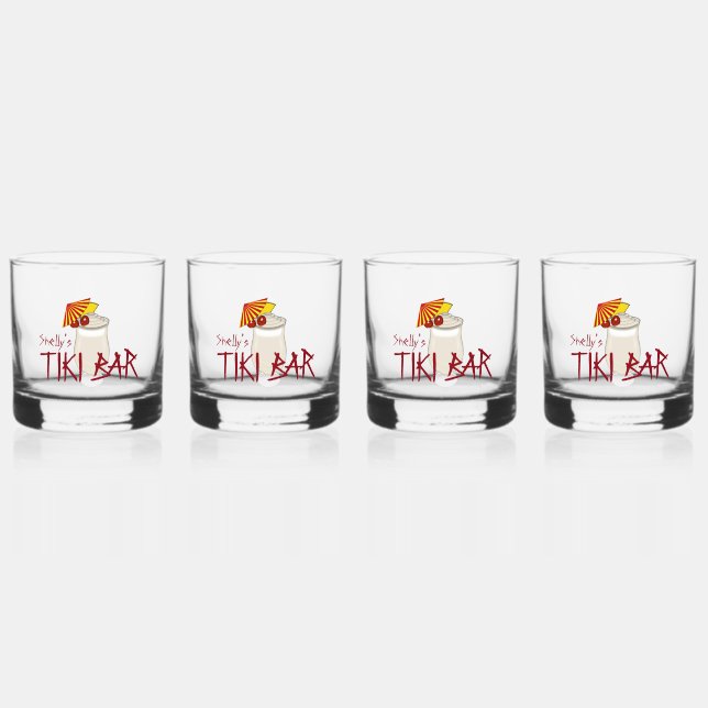 Custom Name Frozen Drink Tiki Bar Whiskey Glass (Front)