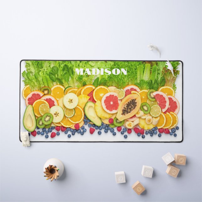 Custom Name Fruits & Salad Desk Mat (Kids Table)