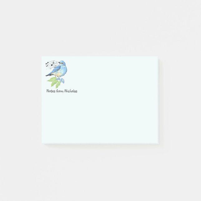 Custom Name Fun Bluebird Bird Nature Art Post-it Notes (Front)