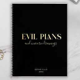 Custom Name Fun Cool Chic EVIL PLANS Planner Notebook