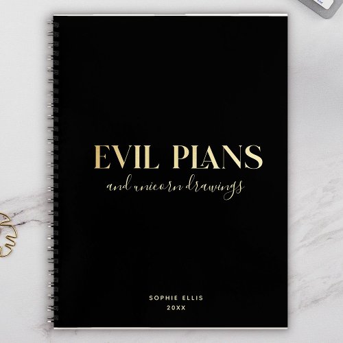 Custom Name Fun Cool Chic EVIL PLANS Planner Notebook