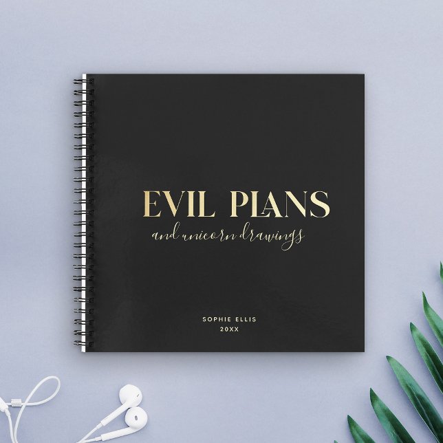 Custom Name Fun Cool Chic EVIL PLANS Planner Notebook (Creator Uploaded)
