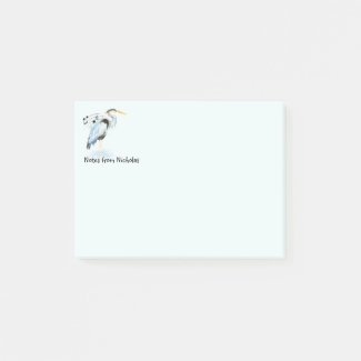 Custom Name Fun Great Blue Heron Bird Nature Art Post-it Notes