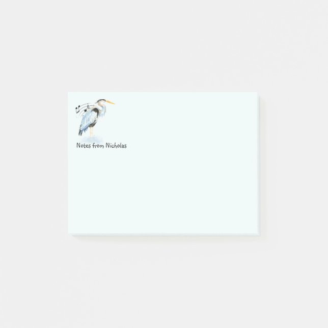 Custom Name Fun Great Blue Heron Bird Nature Art Post-it Notes (Front)