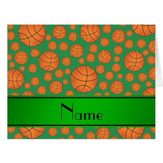 Custom name fun green basketballs green stripe (Front Horizontal)