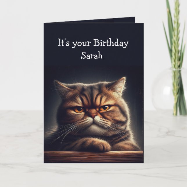 Custom Name Fun Greeting for Cat Owner Card (Front)