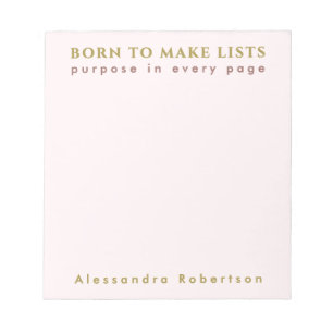 Custom Name Fun List Lover Pastel Pink Minimalist Notepad