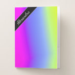 [ Thumbnail: Custom Name; Fun Multicolored Rainbow-Like Pattern Pocket Folder ]