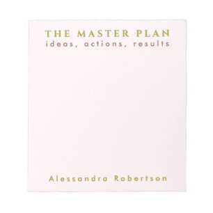 Custom Name Fun Planning Lover Pastel Pink Gold  Notepad