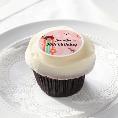 Custom Name Funky Groovy Birthday Party Edible Frosting Rounds