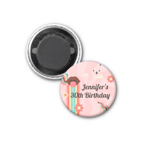 Custom Name Funky Groovy Birthday Party Magnet