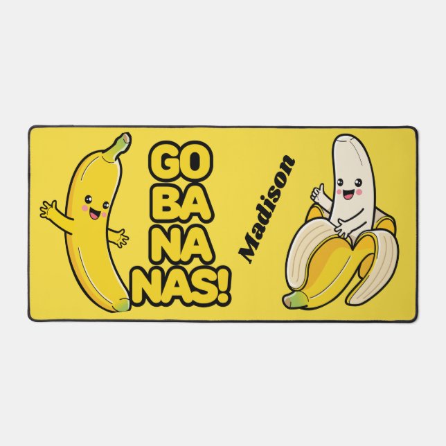 Custom Name Funny Bananas Desk Mat (Front)
