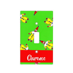Custom name funny clowns on green light switch cover