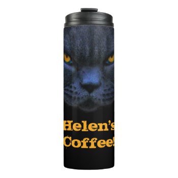 Custom Name Funny Cross Cat Coffee Thermal Tumbler by CrossCat at Zazzle