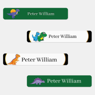 Custom Name Funny Dinosaur, leaves 1St Grade Labels