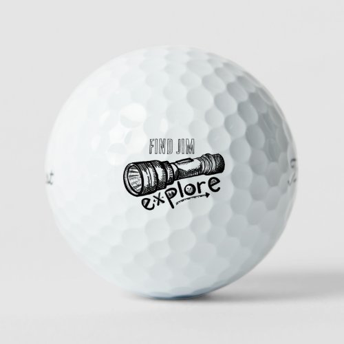 Custom Name Funny Explore Flashlight Golf Ball