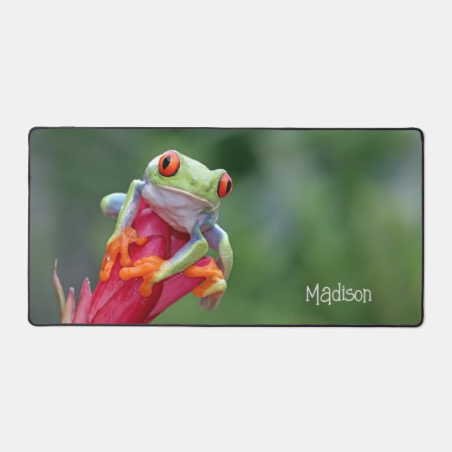 Custom Name Funny Frog Desk Mat (Front)