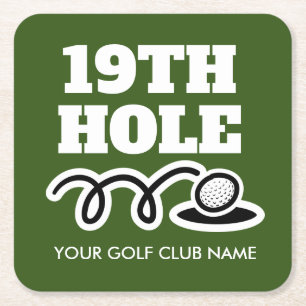 Custom name funny golf club coasters for 19th hole