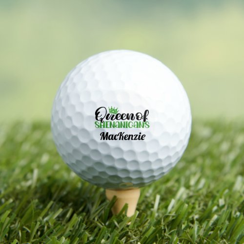 Custom Name Funny Irish Queen of Shenanigans Golf  Golf Balls