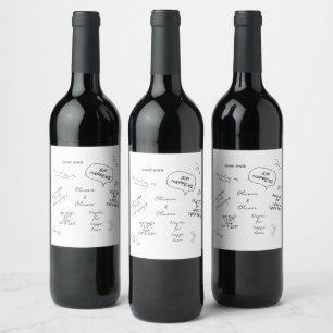 Custom name, funny love note handwriting wedding wine label