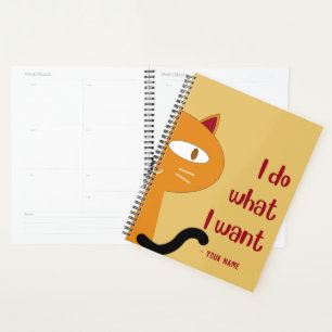 Custom Name Funny Lovely Cat Lover Attitude Planner