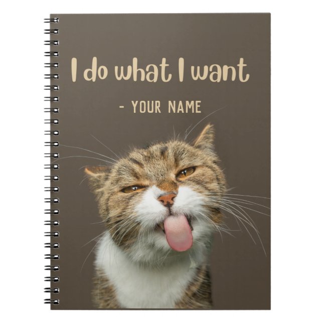Custom Name Funny Lovely Cat Lover Notebook (Front)