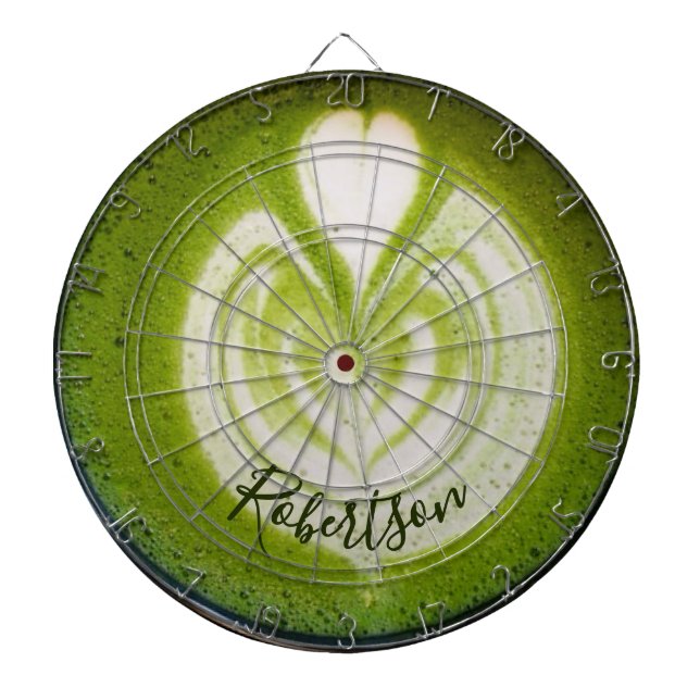 Custom Name Funny Matcha Latte Lover Green Tea Dart Board (Front)