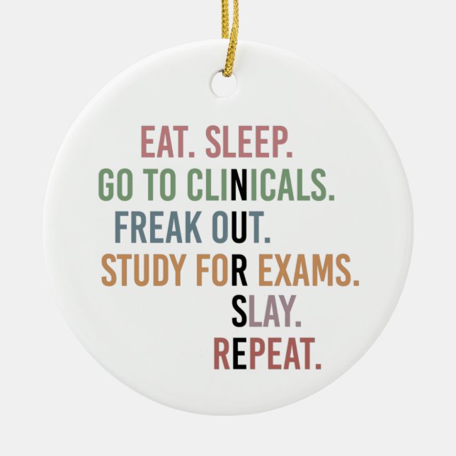 Custom Name Funny Nursing School student Nurse  Ceramic Ornament (Front)