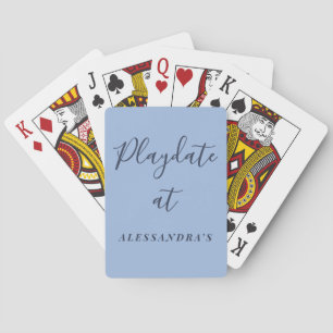 Custom Name Funny Pastel Blue Navy Minimalist Chic Poker Cards