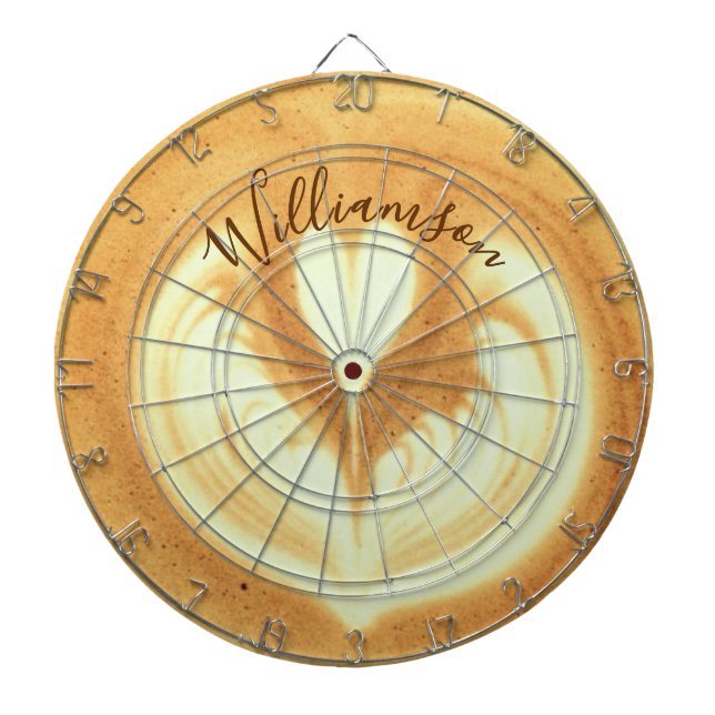 Custom Name Funny Retro Coffee Cappuccino Lover  Dart Board (Front)