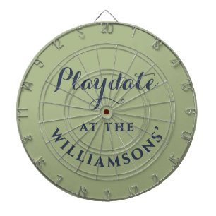 Custom Name Funny Sage Green Navy Playdate Minimal Dart Board