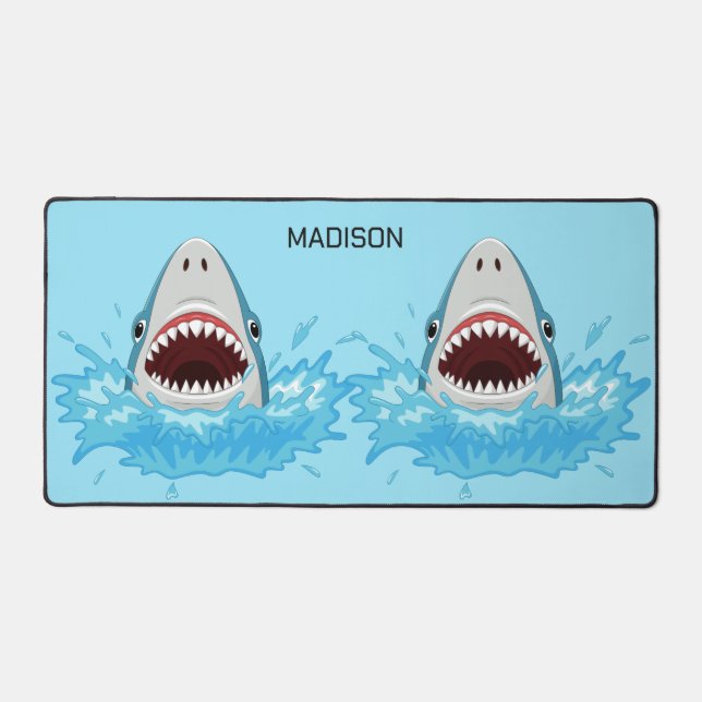 Custom Name Funny Sharks Desk Mat (Front)