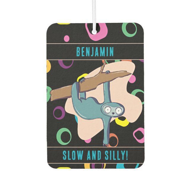 Custom Name Funny Sloth Air Freshener (Front)