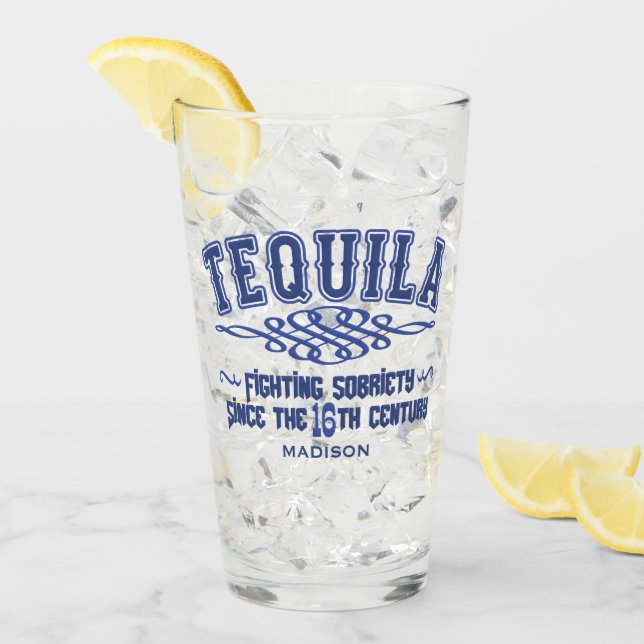 Custom Name Funny TEQUILA Glass (Front Ice)