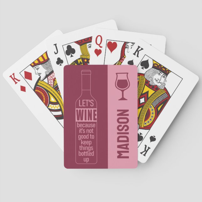 Custom name Funny Wine Quote Poker Cards (Back)