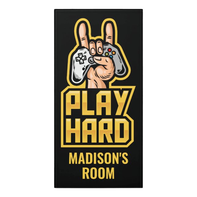 Custom name Gamer Door Sign (Classic Front Vert)