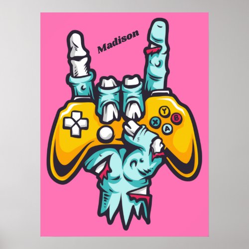 Custom name Gamer Zombie Poster