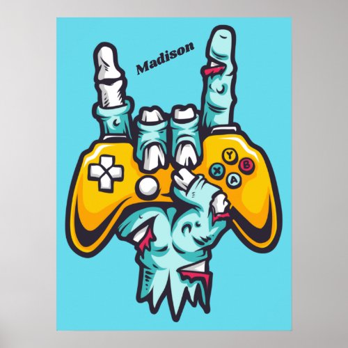 Custom name Gamer Zombie Poster