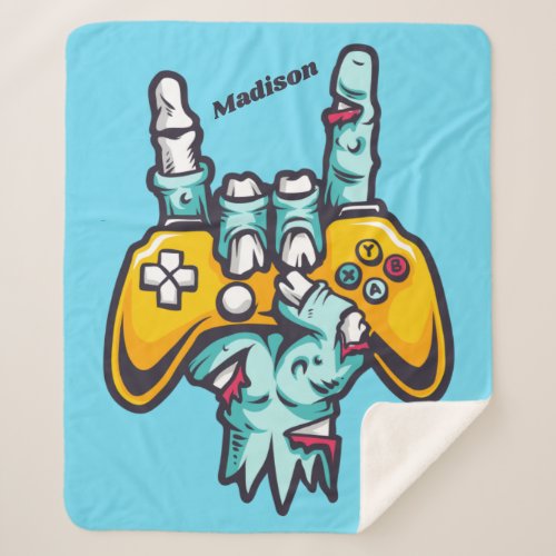 Custom name Gamer Zombie Sherpa Blanket