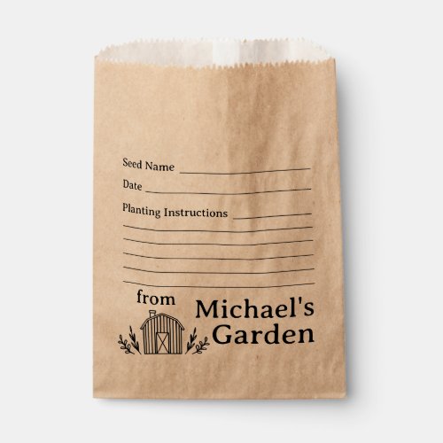Custom Name Garden Seed Bag Envelope