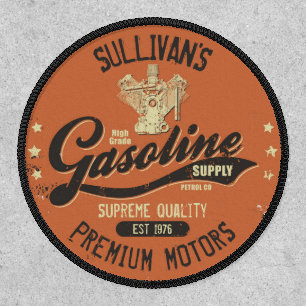 Custom NAME Gasoline Motors Retro Mechanic Garage Patch